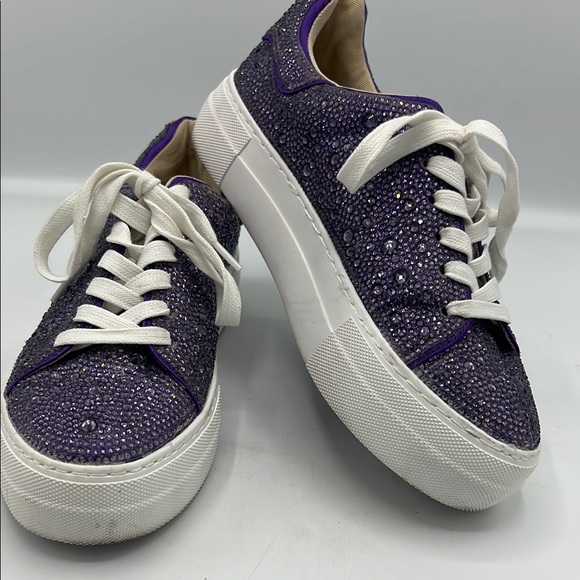 Betsey Johnson Sparkly Purple Rhinestone Sneakers - Picture 2 of 9